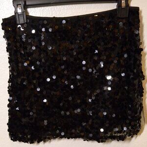 Forever 21 Jet Black Sequins Short Skirt NWT